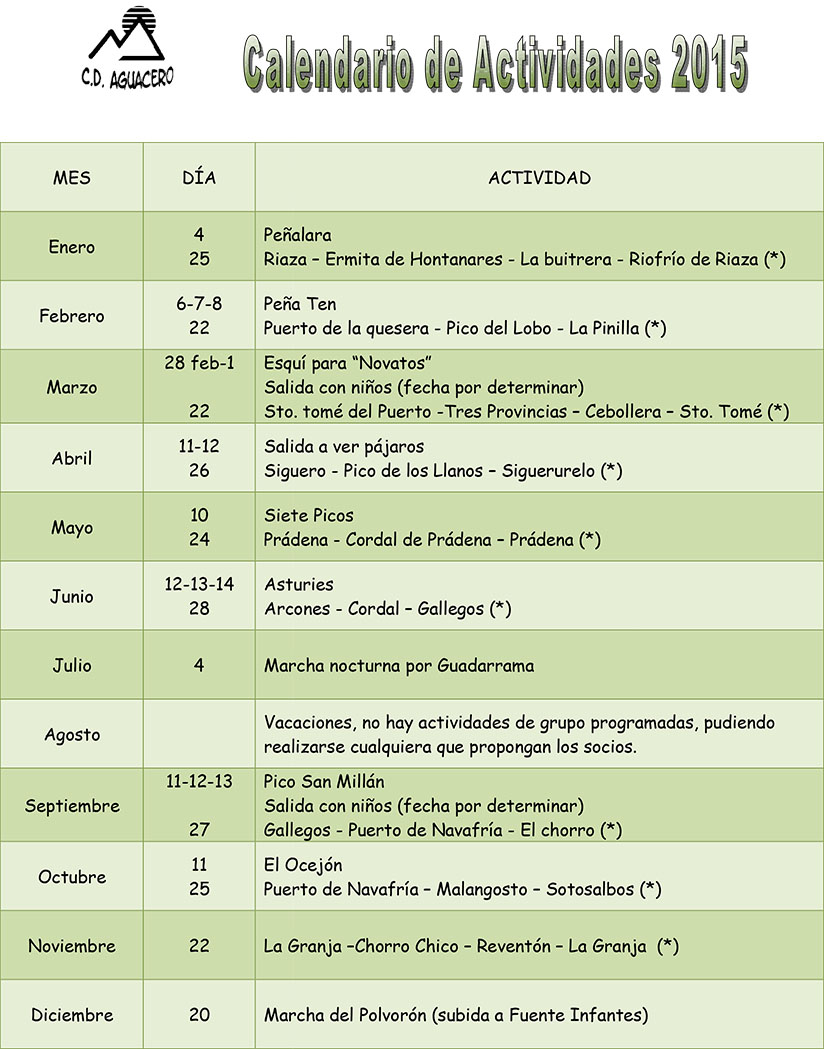 Calendario 2015